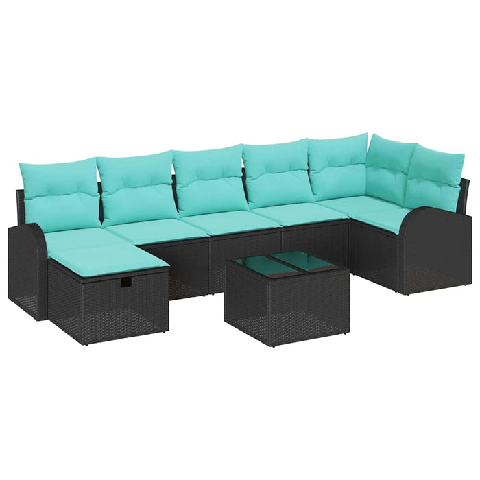 Set de canapele pentru grădină cu pernă 8 pcs Negru Rattan poli WALTI