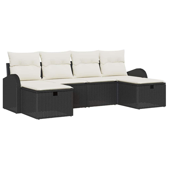 Set de canapele pentru grădină cu pernă 6 pcs Negru Rattan poli - WALTI WALTI
