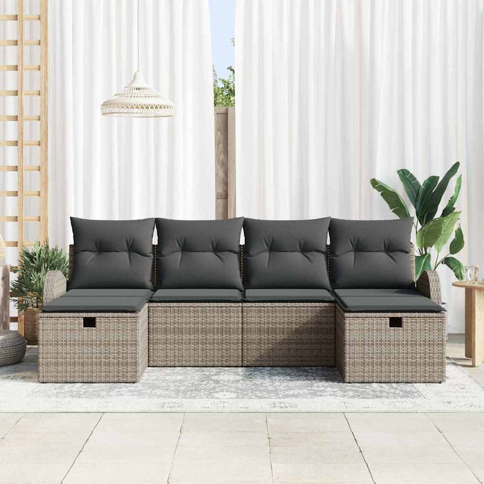 Set de canapele pentru grădină cu pernă 6 pcs Gri Rattan poli - WALTI WALTI