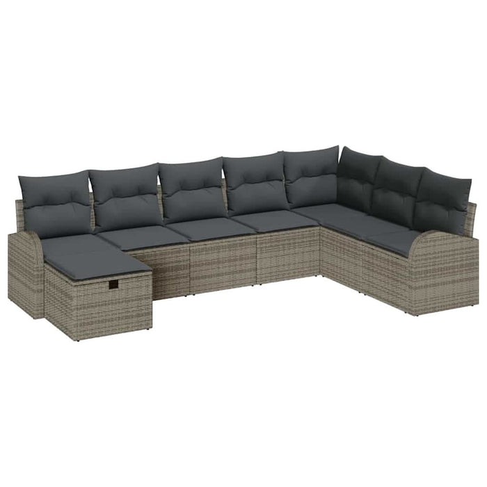 Set de canapele pentru grădină cu pernă 8 pcs Gri Rattan poli - WALTI WALTI