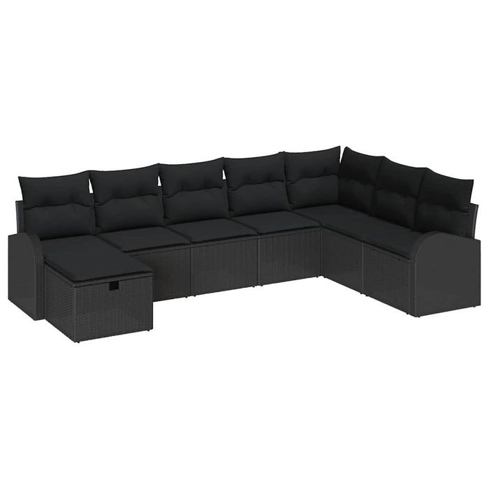 Set de canapele pentru grădină cu pernă 8 pcs Negru Rattan poli - WALTI WALTI
