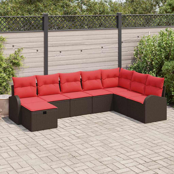 Set de canapele pentru grădină cu pernă 8 pcs Maro Rattan poli - WALTI WALTI
