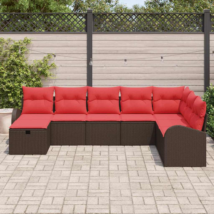 Set de canapele pentru grădină cu pernă 8 pcs Maro Rattan poli - WALTI WALTI