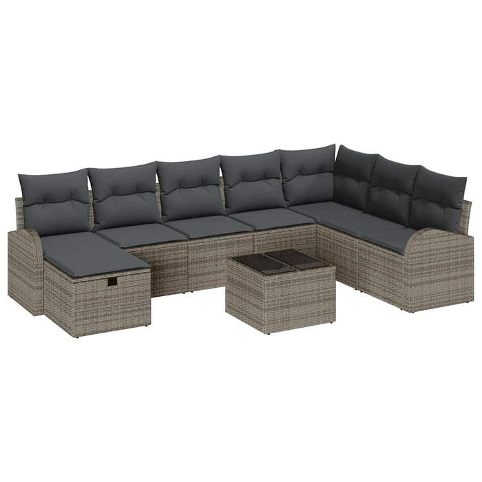 Set de canapele pentru grădină cu pernă 9 pcs Gri Rattan poli - WALTI WALTI