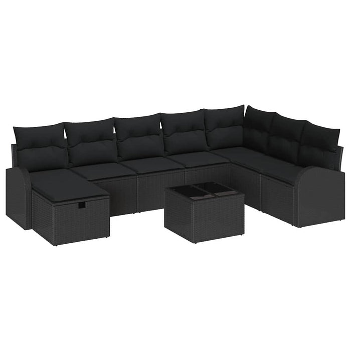 Set de canapele pentru grădină cu pernă 9 pcs Negru Rattan poli - WALTI WALTI