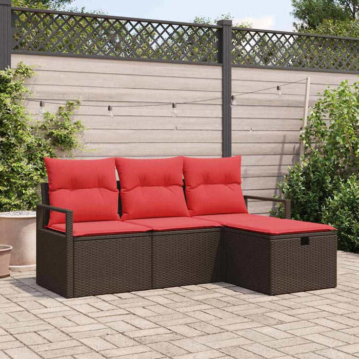 Set de canapele pentru grădină cu pernă 4 pcs Maro poliratan WALTI