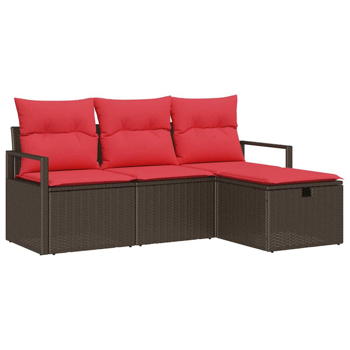 Set de canapele pentru grădină cu pernă 4 pcs Maro poliratan WALTI
