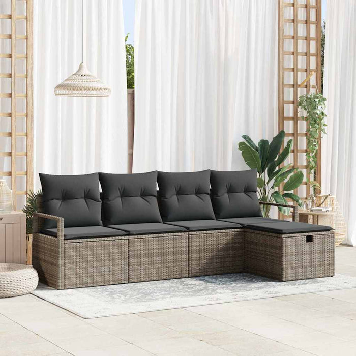 Set de canapele pentru grădină cu pernă 5 pcs Gri Rattan poli - WALTI WALTI