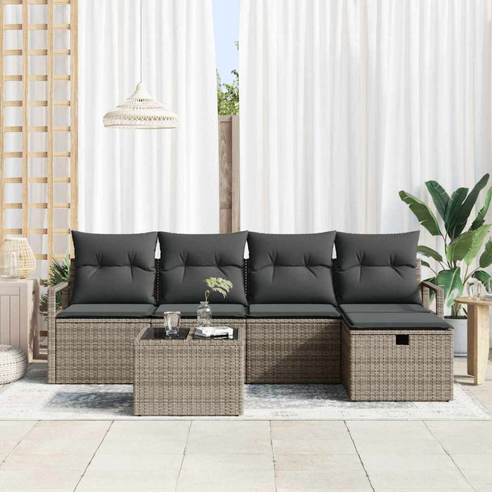 Set de canapele pentru grădină cu pernă 6 pcs Gri Rattan poli - WALTI WALTI