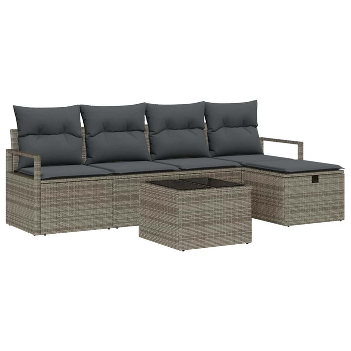 Set de canapele pentru grădină cu pernă 6 pcs Gri Rattan poli - WALTI WALTI