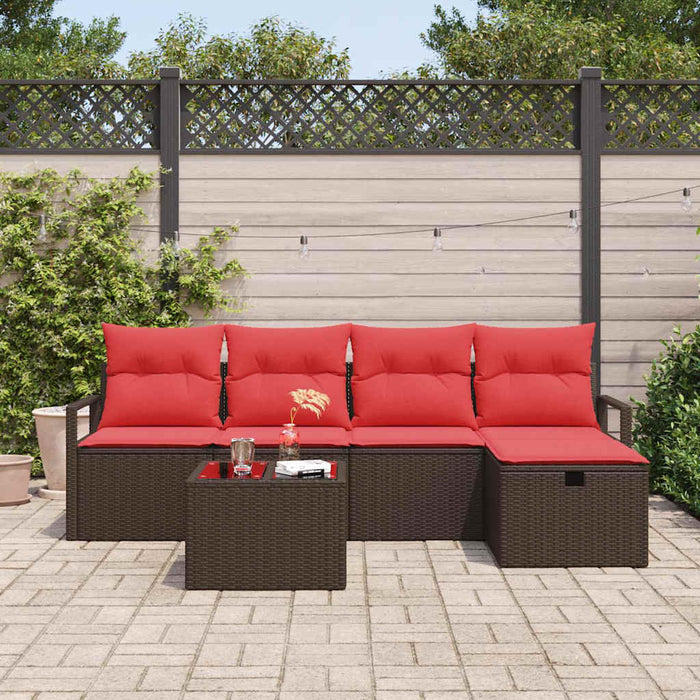 Set de canapele pentru grădină cu pernă 6 pcs Maro poliratan WALTI
