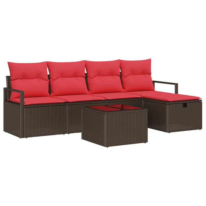 Set de canapele pentru grădină cu pernă 6 pcs Maro poliratan WALTI