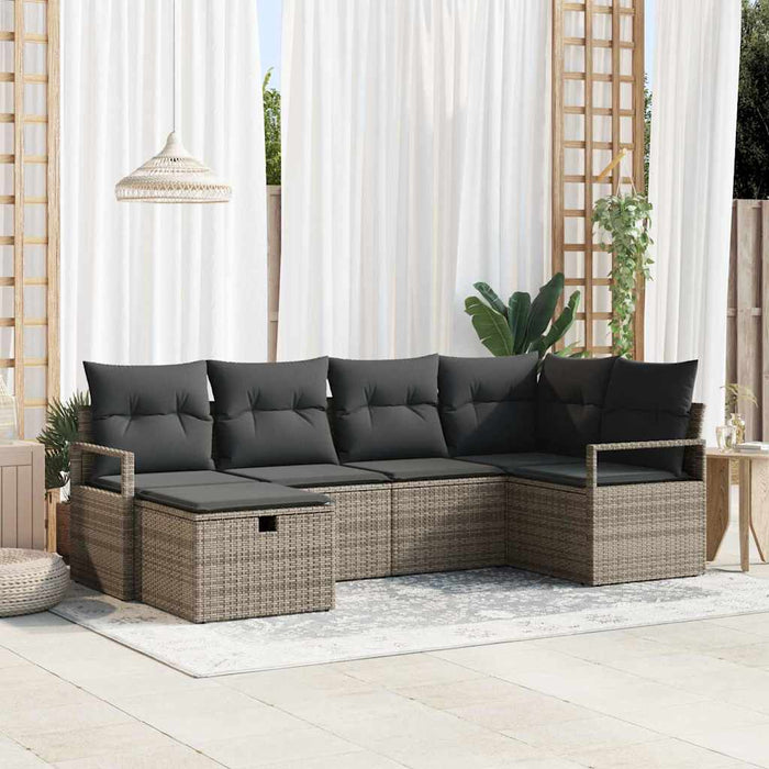 Set de canapele pentru grădină cu pernă 6 pcs Gri Rattan poli - WALTI WALTI