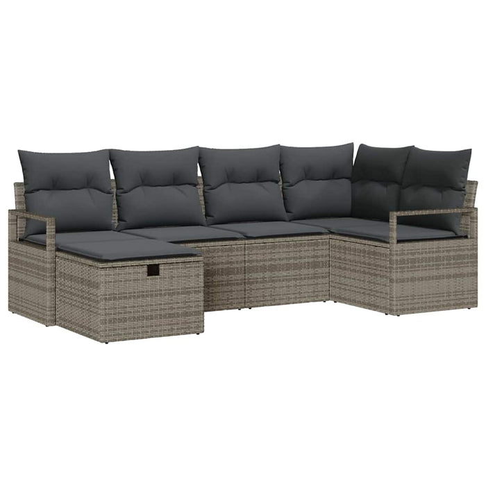 Set de canapele pentru grădină cu pernă 6 pcs Gri Rattan poli - WALTI WALTI
