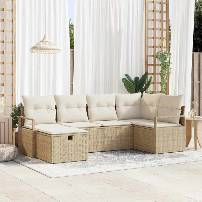 Set de canapele pentru grădină cu pernă 6 pcs Bej Rattan poli - WALTI WALTI