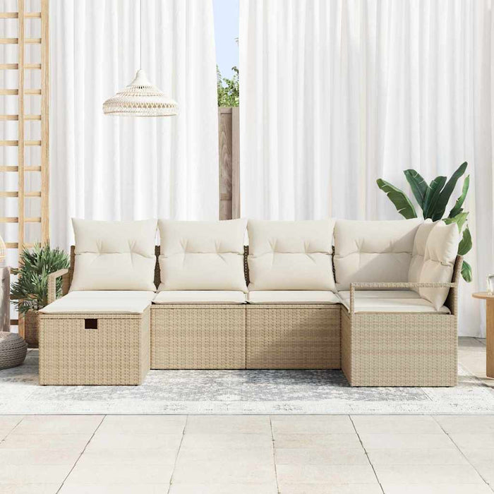 Set de canapele pentru grădină cu pernă 6 pcs Bej Rattan poli - WALTI WALTI