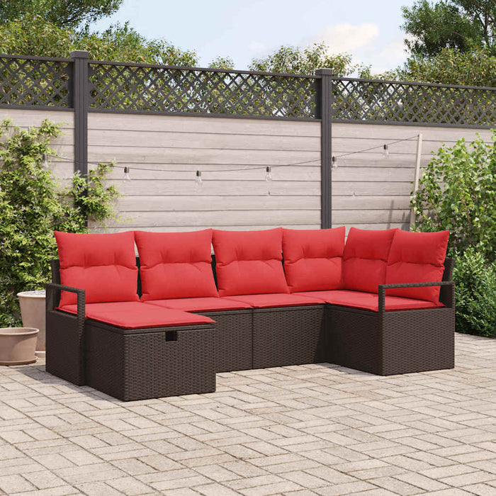 Set de canapele pentru grădină cu pernă 6 pcs Maro poliratan WALTI