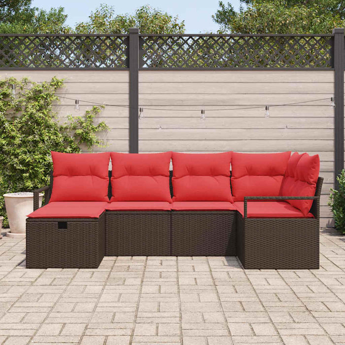 Set de canapele pentru grădină cu pernă 6 pcs Maro poliratan WALTI