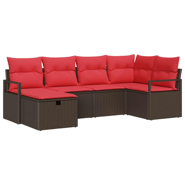 Set de canapele pentru grădină cu pernă 6 pcs Maro poliratan WALTI