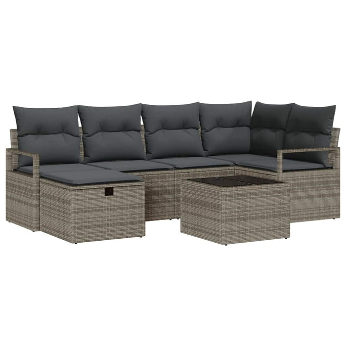 Set de canapele pentru grădină cu pernă 7 pcs Gri Rattan poli - WALTI WALTI