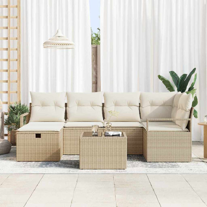 Set de canapele pentru grădină cu pernă 7 pcs Bej Rattan poli - WALTI WALTI