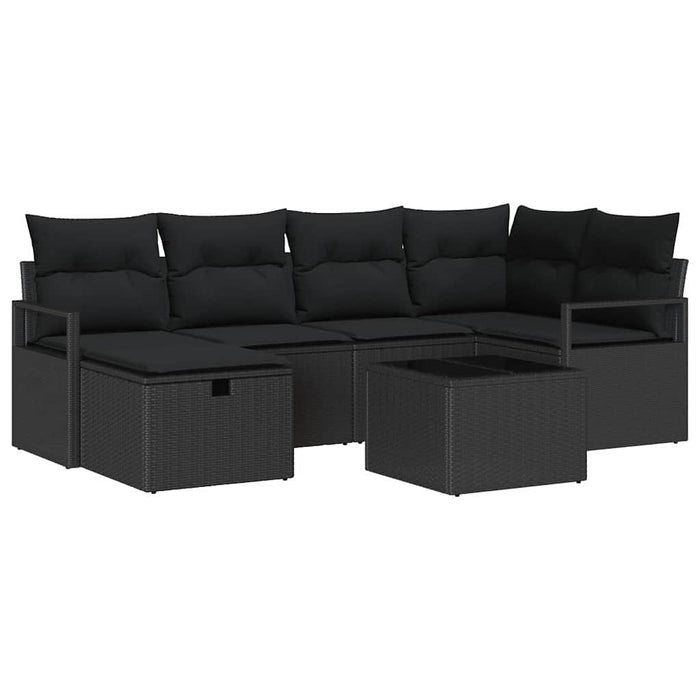 Set de canapele pentru grădină cu pernă 7 pcs Negru Rattan poli - WALTI WALTI