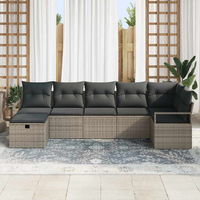 Set de canapele pentru grădină cu pernă 7 pcs Gri Rattan poli - WALTI WALTI