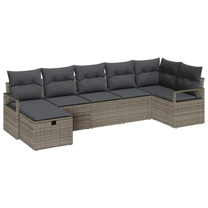 Set de canapele pentru grădină cu pernă 7 pcs Gri Rattan poli - WALTI WALTI