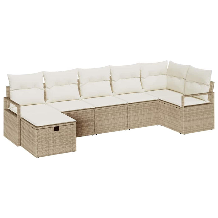 Set de canapele pentru grădină cu pernă 7 pcs Bej Rattan poli - WALTI WALTI