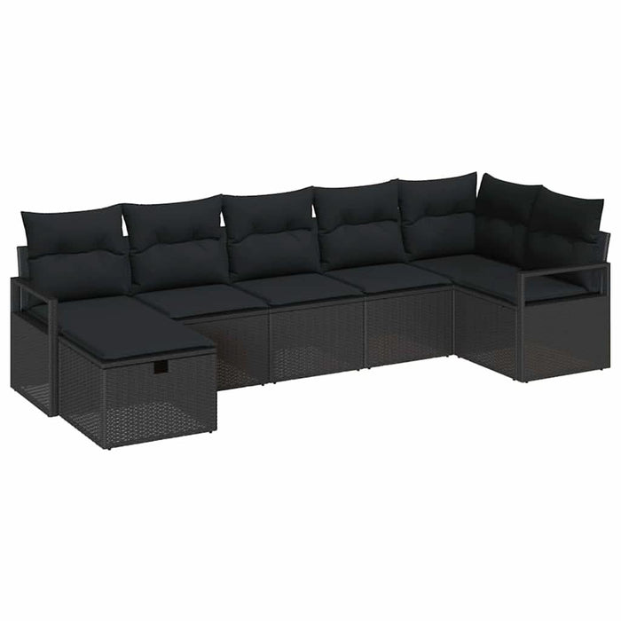 Set de canapele pentru grădină cu pernă 7 pcs Negru Rattan poli - WALTI WALTI