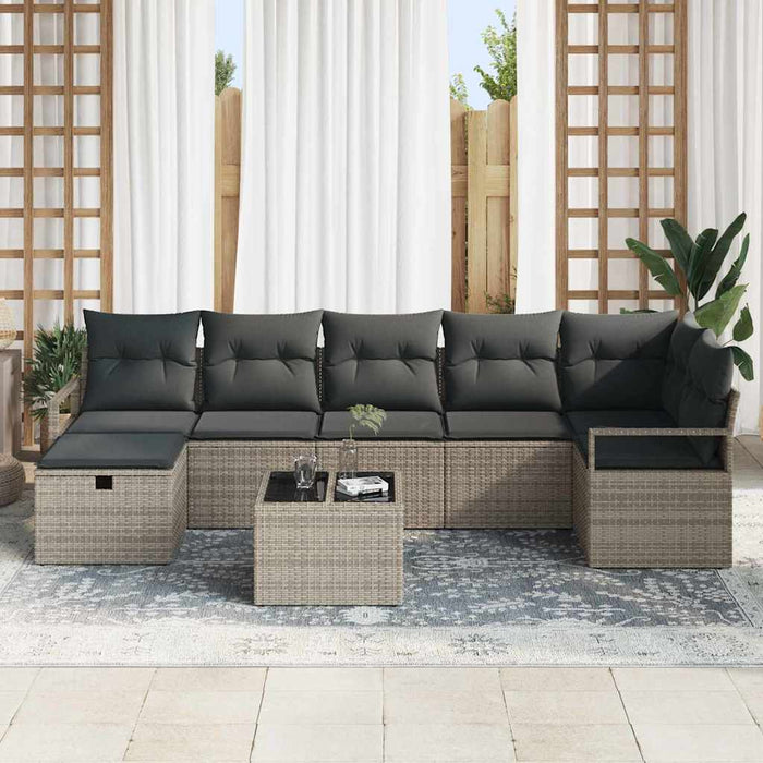 Set de canapele pentru grădină cu pernă 8 pcs Gri Rattan poli - WALTI WALTI