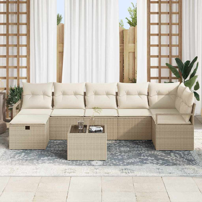 Set de canapele pentru grădină cu pernă 8 pcs Bej Rattan poli - WALTI WALTI