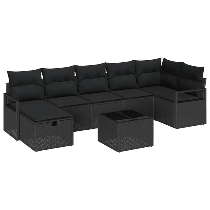 Set de canapele pentru grădină cu pernă 8 pcs Negru Rattan poli - WALTI WALTI