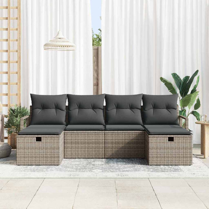 Set de canapele pentru grădină cu pernă 6 pcs Gri Rattan poli - WALTI WALTI