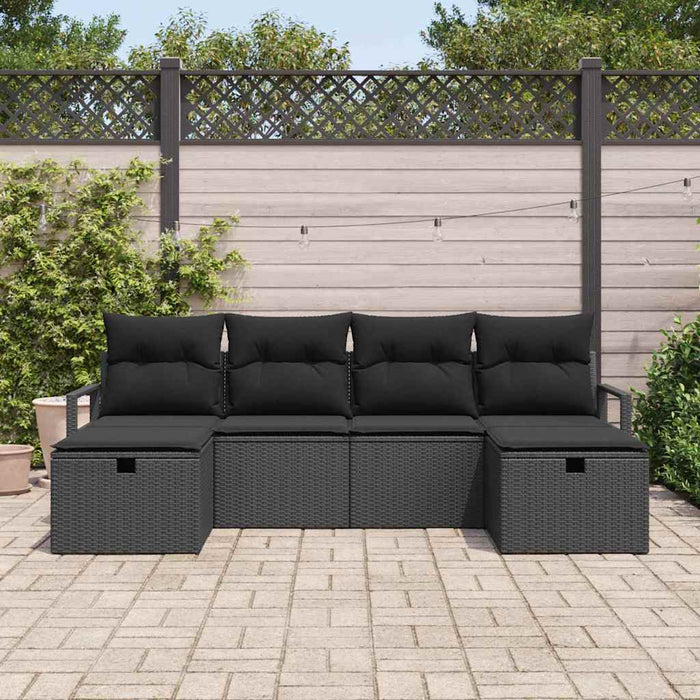 Set de canapele pentru grădină cu pernă 6 pcs Negru Rattan poli - WALTI WALTI
