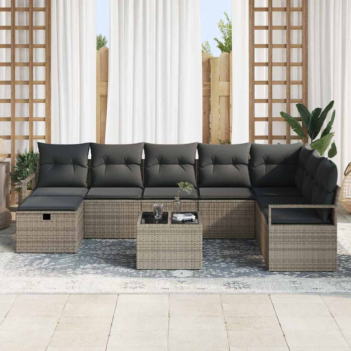 Set de canapele pentru grădină 8 pcs Gri Rattan poli - WALTI WALTI