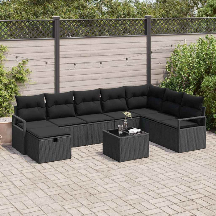 Set de canapele pentru grădină 8 pcs Negru Rattan poli - WALTI WALTI