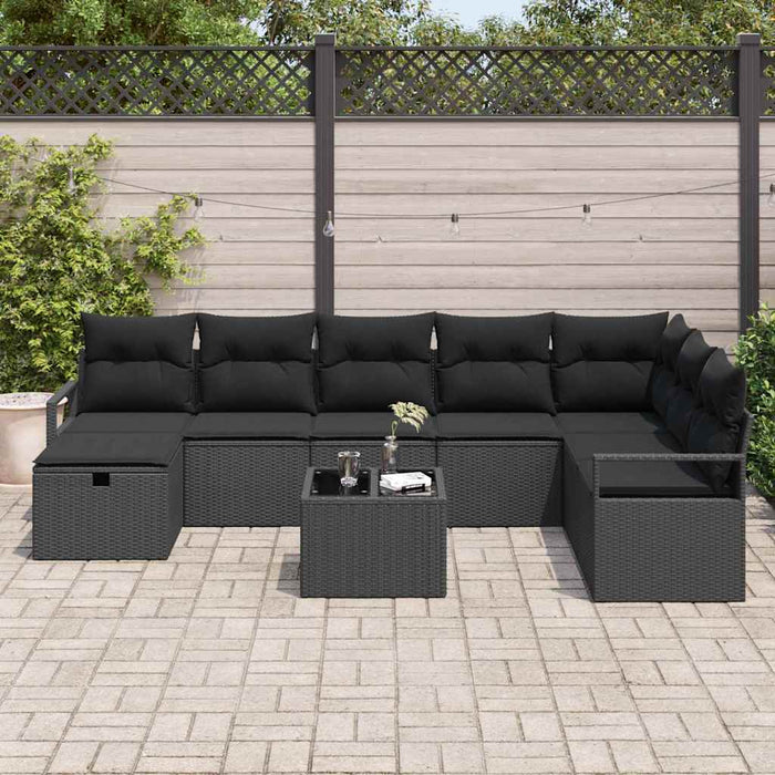 Set de canapele pentru grădină 8 pcs Negru Rattan poli - WALTI WALTI
