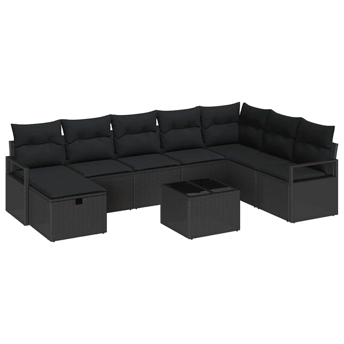 Set de canapele pentru grădină 8 pcs Negru Rattan poli - WALTI WALTI
