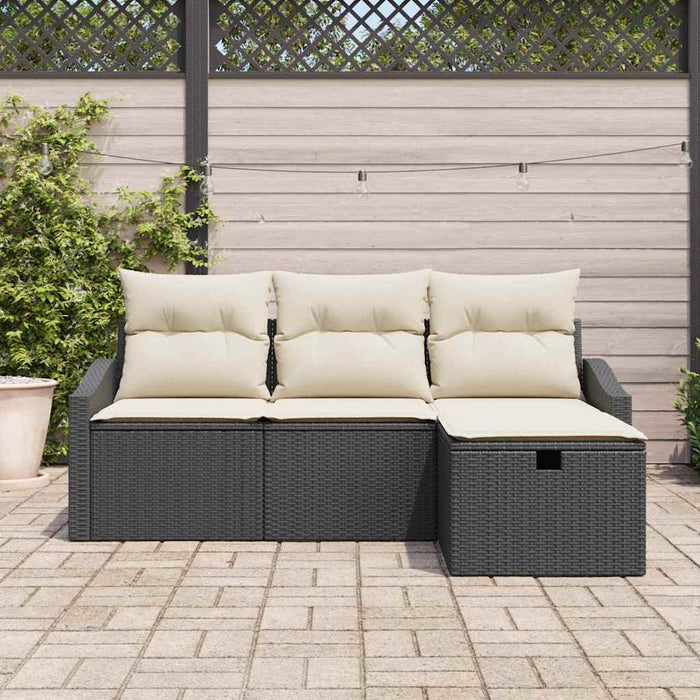 Set de canapele pentru grădină cu pernă 4 pcs Negru Rattan poli - WALTI WALTI