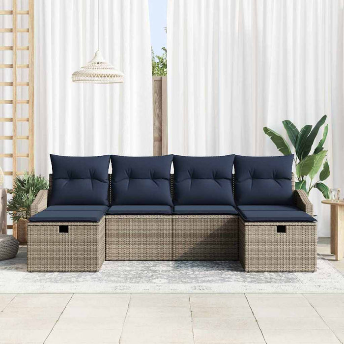 Set de canapea cu pernă 5 pcs poliratan - WALTI WALTI