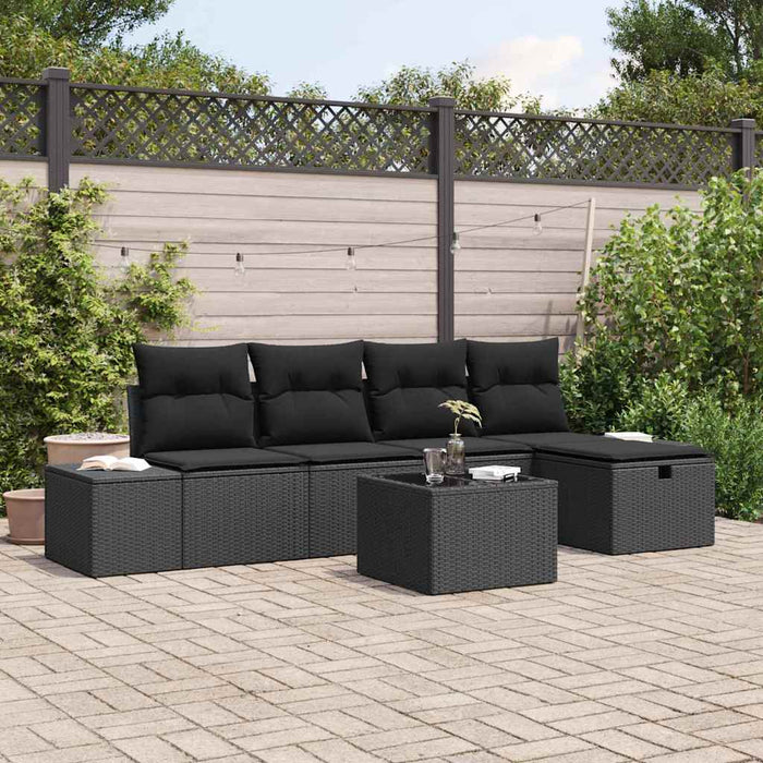 Set de canapele pentru grădină 6 pcs Negru 55 x 62 x 69 cm - WALTI WALTI
