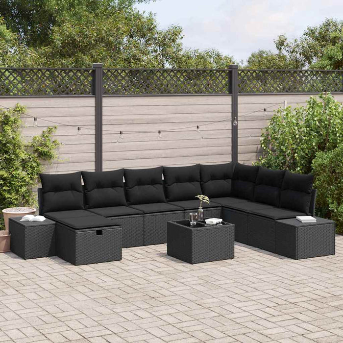 Set de canapele pentru grădină 9 pcs Negru 55 x 62 x 69 cm - WALTI WALTI