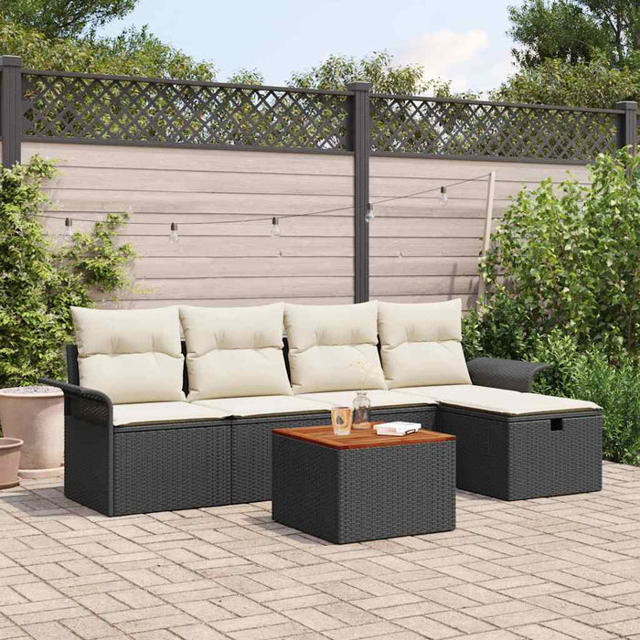 Set de canapele pentru grădină cu pernă 6 pcs Negru Rattan poli - WALTI WALTI
