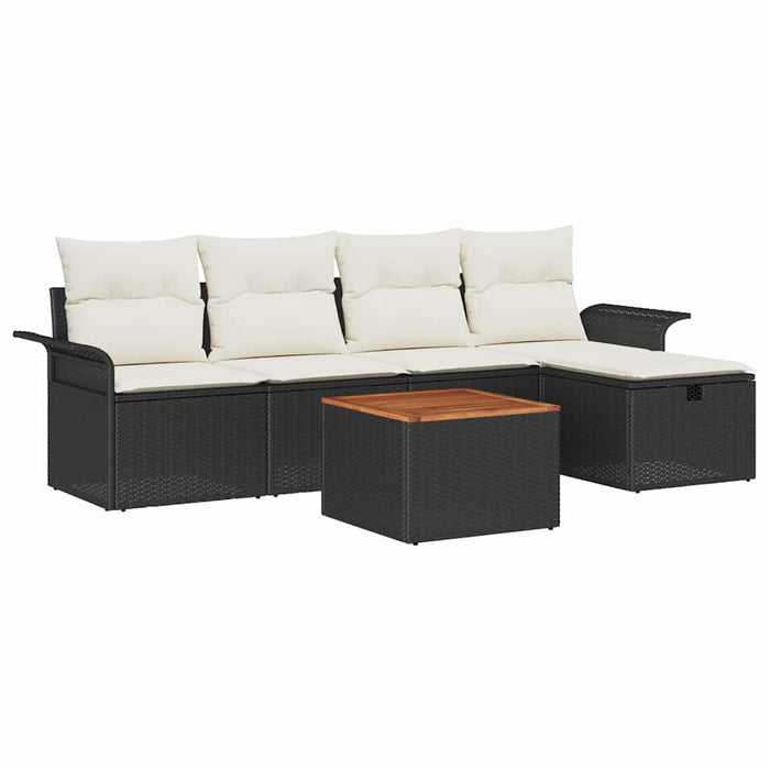 Set de canapele pentru grădină cu pernă 6 pcs Negru Rattan poli - WALTI WALTI
