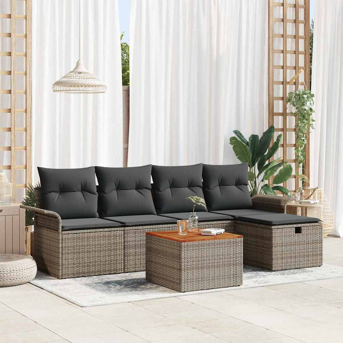 Set de canapele pentru grădină cu pernă 6 pcs Gri Rattan poli - WALTI WALTI