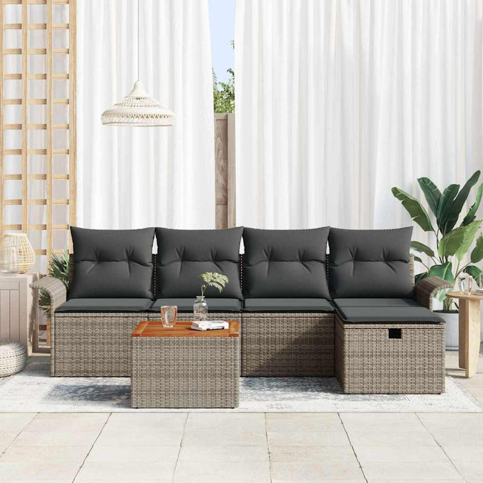 Set de canapele pentru grădină cu pernă 6 pcs Gri Rattan poli - WALTI WALTI