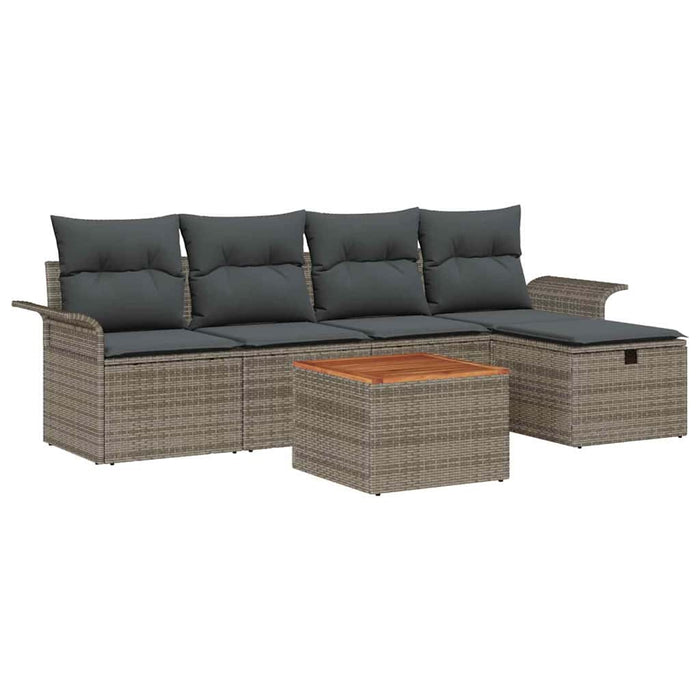 Set de canapele pentru grădină cu pernă 6 pcs Gri Rattan poli - WALTI WALTI