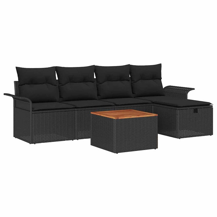 Set de canapele pentru grădină cu pernă 6 pcs Negru Rattan poli - WALTI WALTI