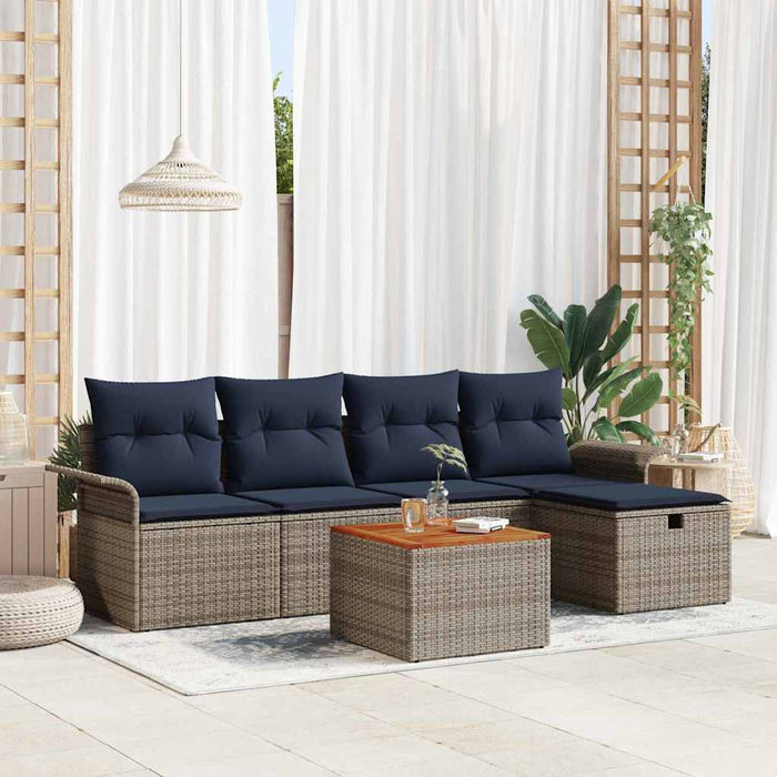 Set de canapele pentru grădină cu pernă 6 pcs Gri Rattan poli - WALTI WALTI